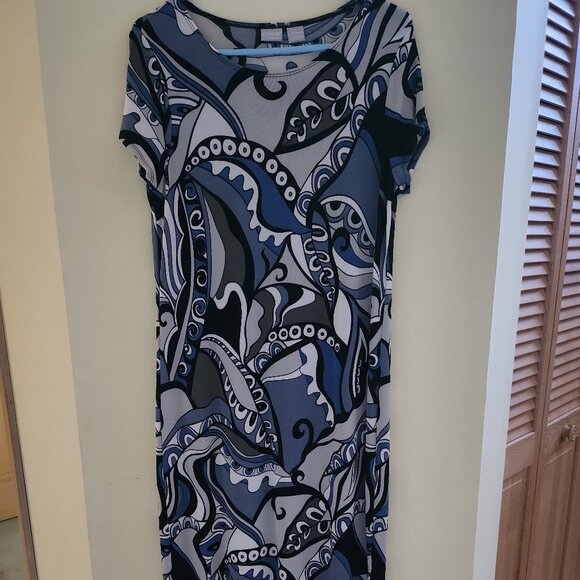 Midi Abstract Print Dress - Picture 1 of 1